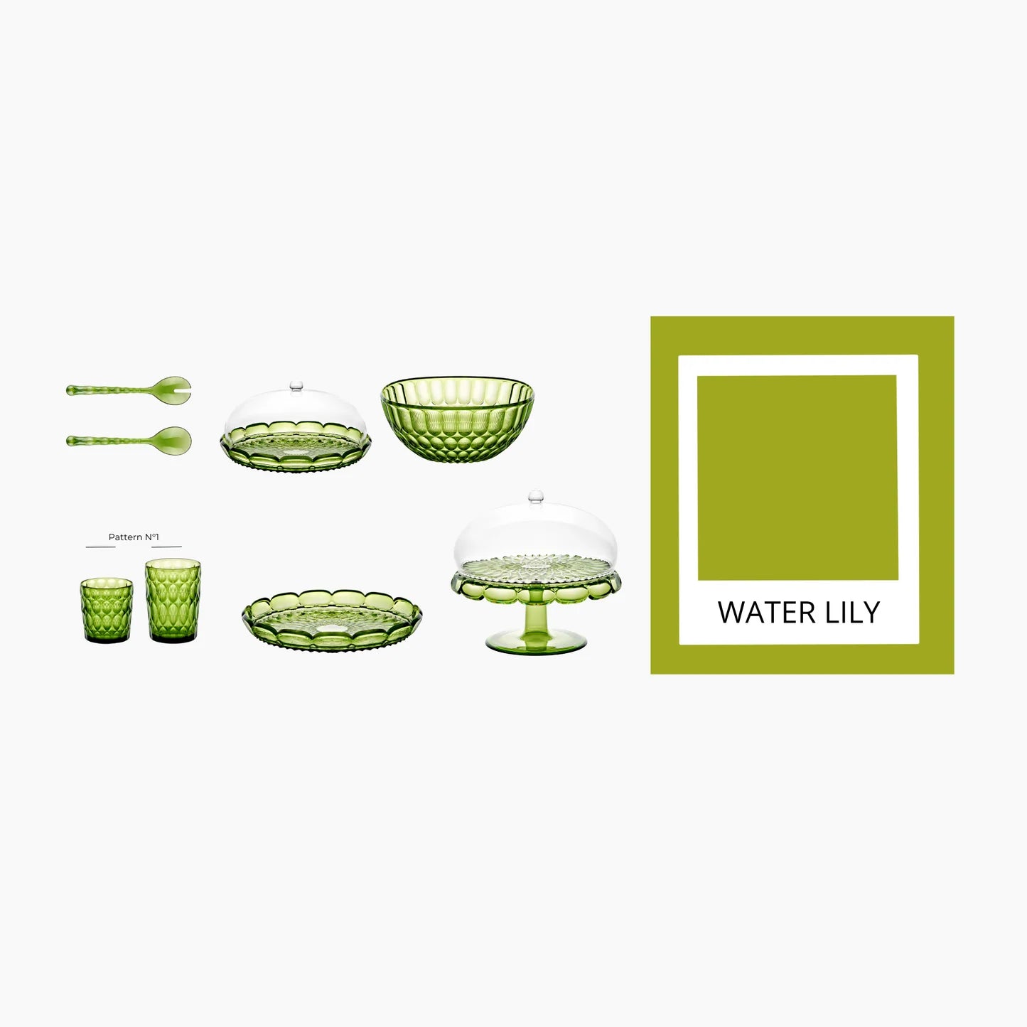 "VANITY" Salad Servers Water Lily Green